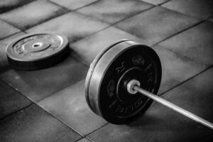 black and white barbell